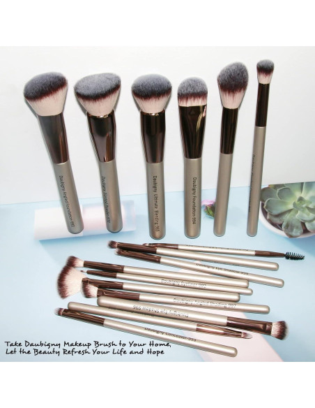 Set de Pinceles de Maquillaje Daubigny 16 Piezas Oro Champán Set de Pinceles de Maquillaje Daubigny 16 Piezas Oro Champán