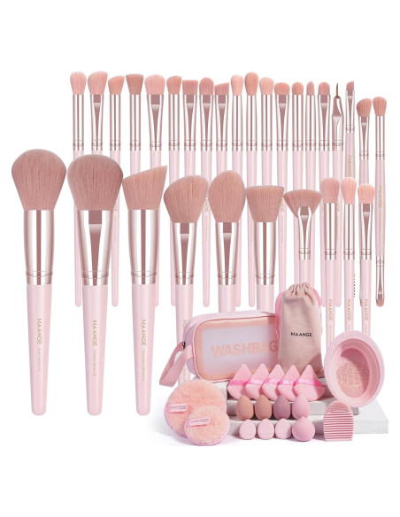Juego de Brochas de Maquillaje MAANGE 49 Piezas Rosa Juego de Brochas de Maquillaje MAANGE 49 Piezas Rosa