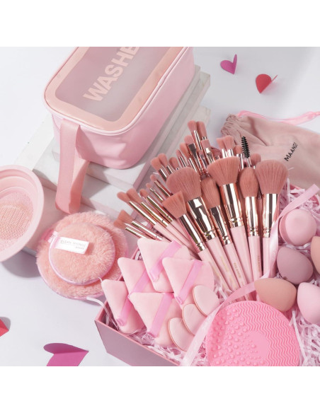 Juego de Brochas de Maquillaje MAANGE 49 Piezas Rosa Juego de Brochas de Maquillaje MAANGE 49 Piezas Rosa