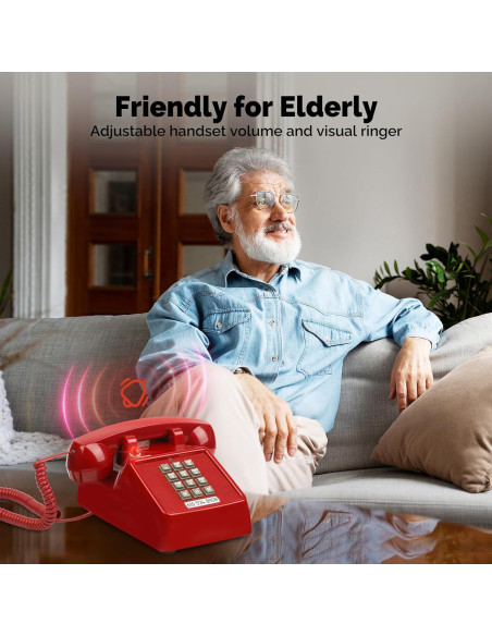 Teléfono de Mesa Analógico Sangyn Retro 2500 Rojo Teléfono de Mesa Analógico Sangyn Retro 2500 Rojo
