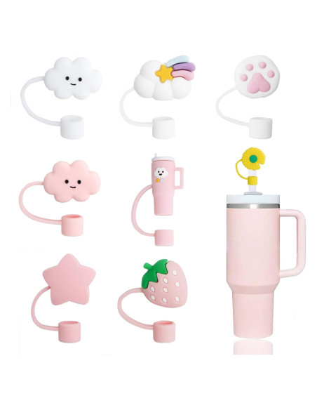 Cubiertas de Pajitas YAYAYOUNG 8 Pcs Silicona 10mm Taza Stanley Cubiertas de Pajitas YAYAYOUNG 8 Pcs Silicona 10mm Taza Stanley