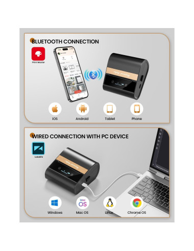 Impresora de Etiquetas Térmica M260 Bluetooth 3" Portátil