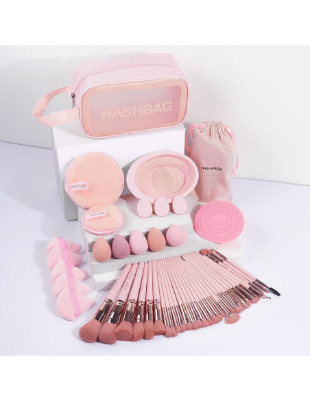 Juego de Brochas de Maquillaje MAANGE 49 Piezas Rosa Juego de Brochas de Maquillaje MAANGE 49 Piezas Rosa