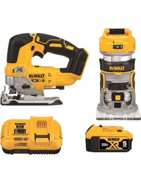 DEWALT Router y Sierra de Calar 20V MAX DCK201P1 Inalámbricos DEWALT Router y Sierra de Calar 20V MAX DCK201P1 Inalámbricos