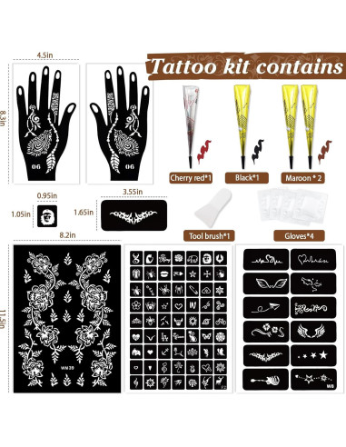 Kit de Tatuajes Temporales InkForge - 4 Piezas, 3 Colores
