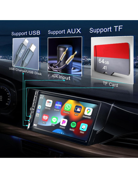 Estéreo de coche Durxenmnt Doble Din 7" Bluetooth GPS CarPlay Estéreo de coche Durxenmnt Doble Din 7" Bluetooth GPS CarPlay