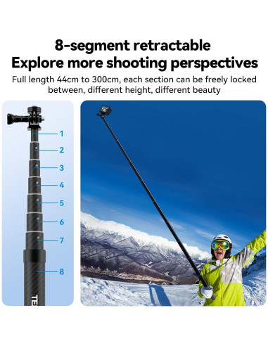 Palo Selfie TELESIN G3 3M Fibra de Carbono Impermeable