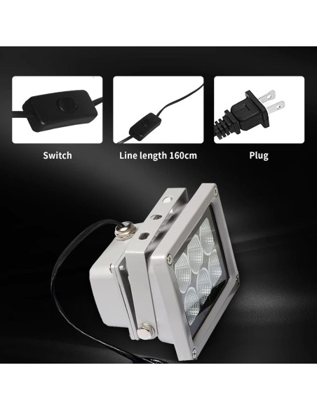 Lámpara UV LED Geeetech 405nm 60W para Curado Rápido 3D Lámpara UV LED Geeetech 405nm 60W para Curado Rápido 3D