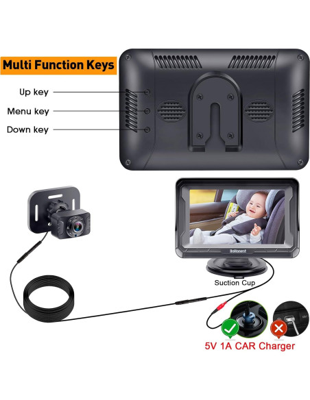 Cámara de Coche para Bebés DoHonest 1080P HD con Visión Nocturna Cámara de Coche para Bebés DoHonest 1080P HD con Visión Nocturna