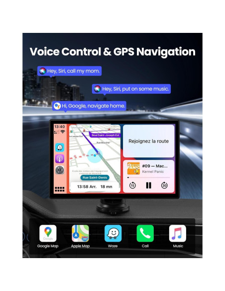Pantalla CarPlay Inalámbrica 9" - Estéreo Portátil con Doble Cámara 4K Pantalla CarPlay Inalámbrica 9" - Estéreo Portátil con Doble Cámara 4K