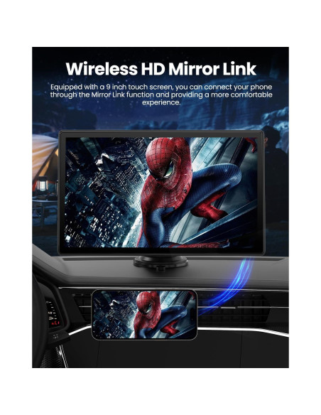 Pantalla CarPlay Inalámbrica 9" - Estéreo Portátil con Doble Cámara 4K Pantalla CarPlay Inalámbrica 9" - Estéreo Portátil con Doble Cámara 4K