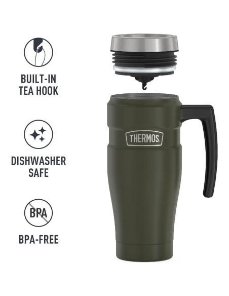 Taza de Viaje THERMOS Aislada 450ml Verde Militar Taza de Viaje THERMOS Aislada 450ml Verde Militar