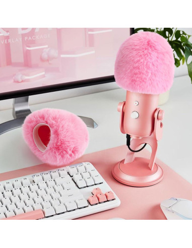 Filtro Pop para Micrófono Blue Yeti - Funda de Espuma Rosa 11x13 cm