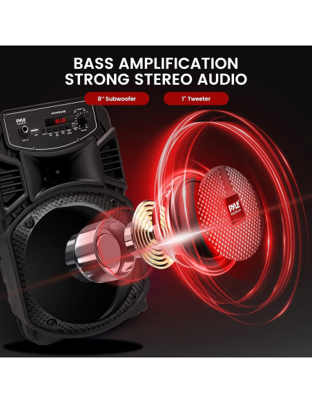 Altavoz PA Bluetooth Pyle PPHP834B 300W con Subwoofer 20.32cm Altavoz PA Bluetooth Pyle PPHP834B 300W con Subwoofer 20.32cm