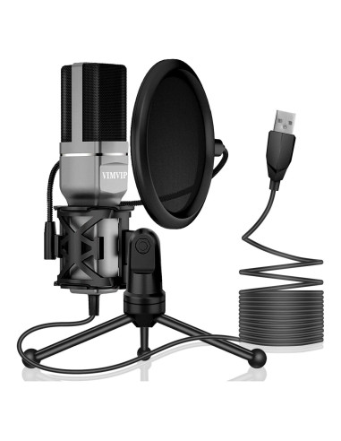 Micrófono USB VIMVIP de Condensador para PC y Laptop