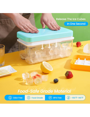 Bandeja de Hielo PHINOX 64 pcs con Tapa y Contenedor
