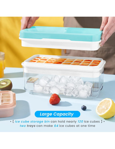 Bandeja de Hielo PHINOX 64 pcs con Tapa y Contenedor