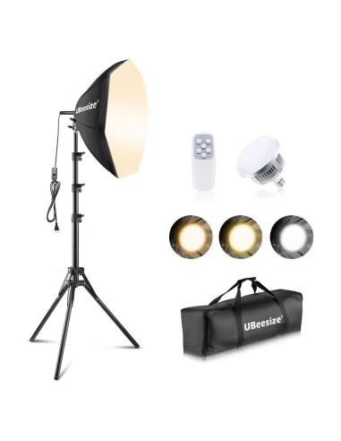 Kit de Iluminación Softbox UBeesize 20'' con Bombilla LED 85W