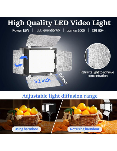 Kit de Iluminación LED GLOSHOOTING con Trípode 137 cm y 9 Filtros