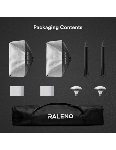 Kit de Iluminación Softbox RALENO 20x28" con Bombillas LED 50W