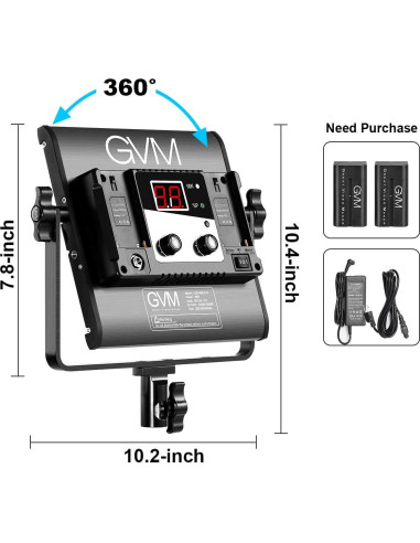 Luz de Video LED Bi-Color GVM APP 2300K-6800K 0.99kg