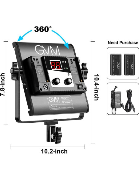 Luz de Video LED Bi-Color GVM APP 2300K-6800K 0.99kg Luz de Video LED Bi-Color GVM APP 2300K-6800K 0.99kg