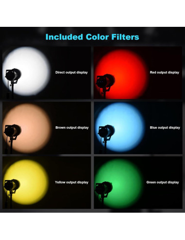 Kit Proyector Snoot Óptico Soonpho con 8 Gobos y 10 Filtros