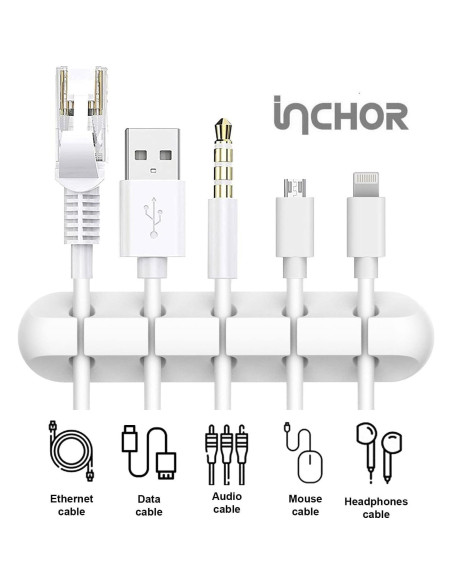 Organizador de Cables INCHOR Blanco 3 Paquetes Clips 6 mm Organizador de Cables INCHOR Blanco 3 Paquetes Clips 6 mm