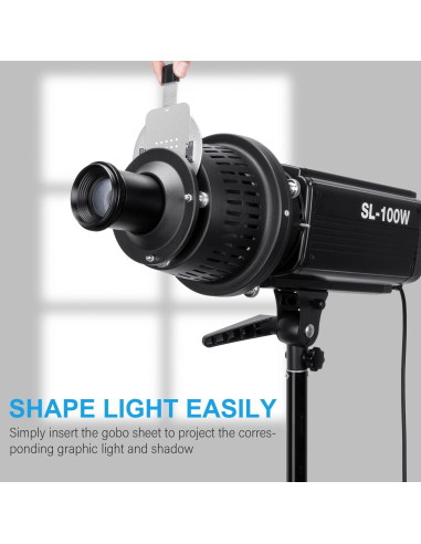 Kit de Snoot Óptico FOMITO con 16 Gobos y Montura Bowens