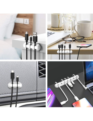 Organizador de Cables INCHOR Blanco 3 Paquetes Clips 6 mm
