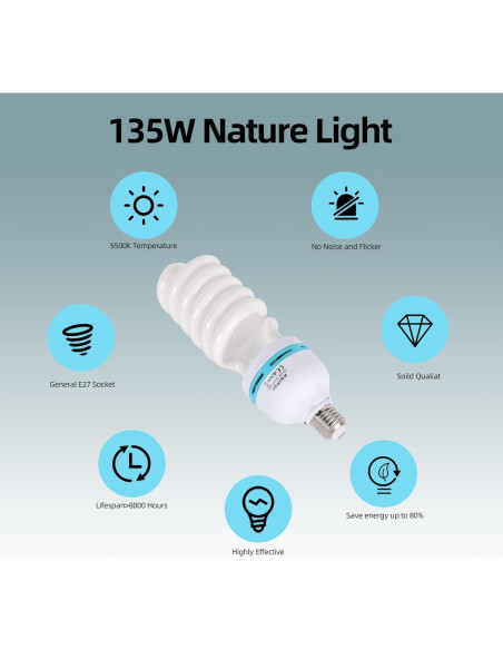 Bombilla CFL 135W E27 AQIRUI Luz Diurna 5500K 6000 Lúmenes Bombilla CFL 135W E27 AQIRUI Luz Diurna 5500K 6000 Lúmenes