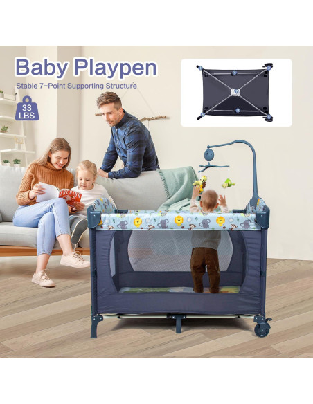 Cuna Lateral 5-en-1 SIMPLGIRL Negra, Cuna Plegable para Bebés Cuna Lateral 5-en-1 SIMPLGIRL Negra, Cuna Plegable para Bebés