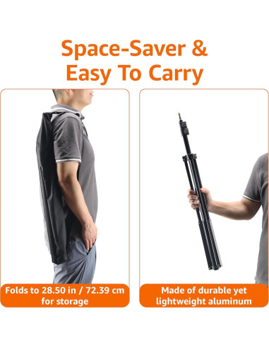 Soporte de trípode de fotografía Amazon Basics - Paquete de 2, 0.85 a 2.03 m, Negro