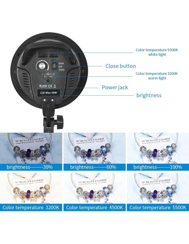 Kit de Iluminación Softbox Kshioe 3 Piezas 45W LED Ajustable