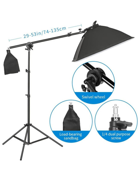 Kit de Iluminación Softbox Kshioe 3 Piezas 45W LED Ajustable Kit de Iluminación Softbox Kshioe 3 Piezas 45W LED Ajustable