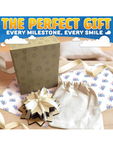 Tarjetas de Hitos Mensuales para Bebés ALPENKOK - 7 Piezas de Madera