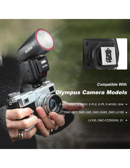 Flash Godox V1 Pro O para Cámara Olympus Panasonic TTL 76Ws Flash Godox V1 Pro O para Cámara Olympus Panasonic TTL 76Ws