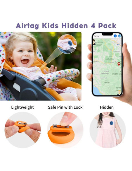 Funda Oculta para AirTag 4 Pack FlyCoco - Silicona Ligera Funda Oculta para AirTag 4 Pack FlyCoco - Silicona Ligera