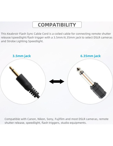 Cable de Sincronización Flash Keabroir CSRC 3.5mm a 6.35mm