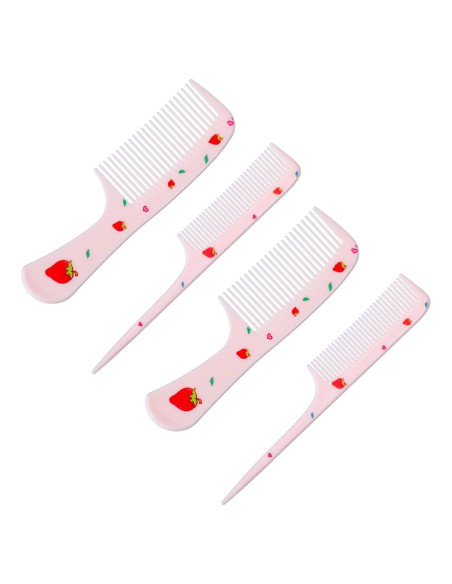 Juego de 4 Peines para Bebés Lusofie Rosa Libre de BPA Juego de 4 Peines para Bebés Lusofie Rosa Libre de BPA