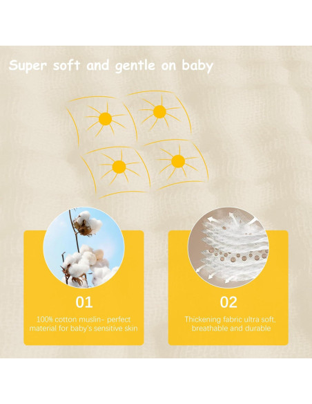 Paquete de 12 Paños de Muselina 100% Algodón Lovely Care Marfil Paquete de 12 Paños de Muselina 100% Algodón Lovely Care Marfil
