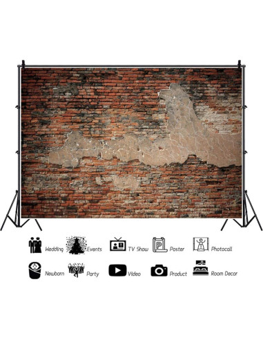 Fondo de Fotografía OERJU 12x8ft Ladrillo Rojo Vintage