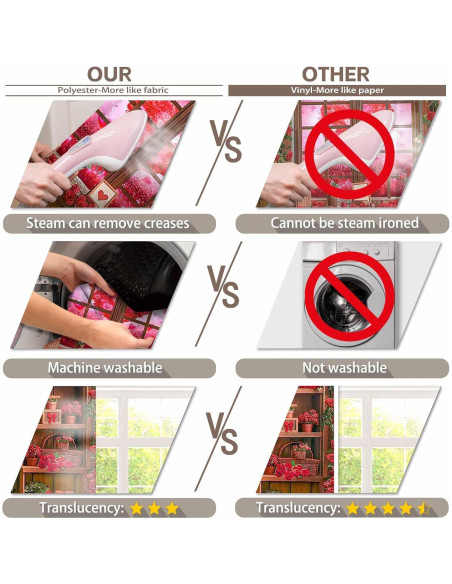 Fondo de Fotografía ZTHMOE 2.13x1.52m Rosa Roja Decoración Fondo de Fotografía ZTHMOE 2.13x1.52m Rosa Roja Decoración