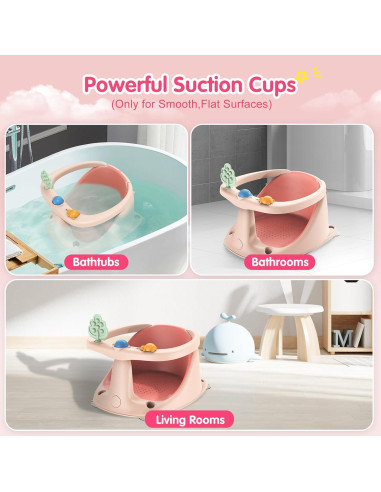 Asiento de Baño Antideslizante RPTGH para Bebés Rosa 6-24 Meses