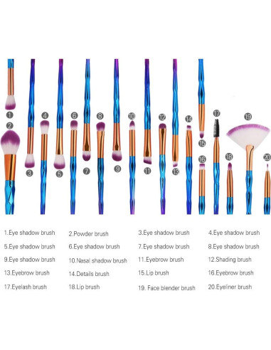 KOLIGHT Paquete de 20 esponjas y brochas de maquillaje morado