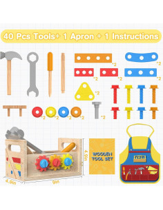 Juego de Herramientas de Madera JOYSINTOY para Niños 2-4 Años 2