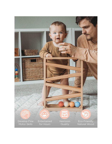 Rastreador de Pelotas de Madera Montessori & Me - Juguete Educativo 18 Meses Rastreador de Pelotas de Madera Montessori & Me - Juguete Educativo 18 Meses