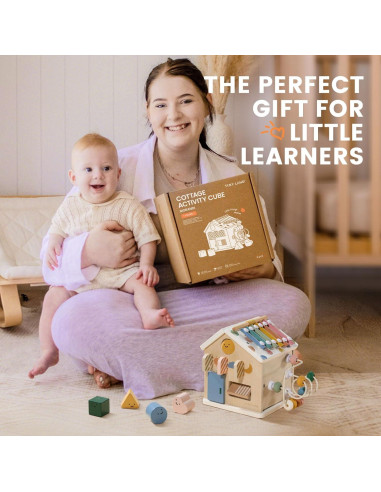 Cubo de Actividades de Madera Tiny Land 9-en-1 para Niños 1+ Años