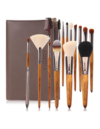 Juego de Brochas de Maquillaje Vidany 15 Piezas con Bolsa