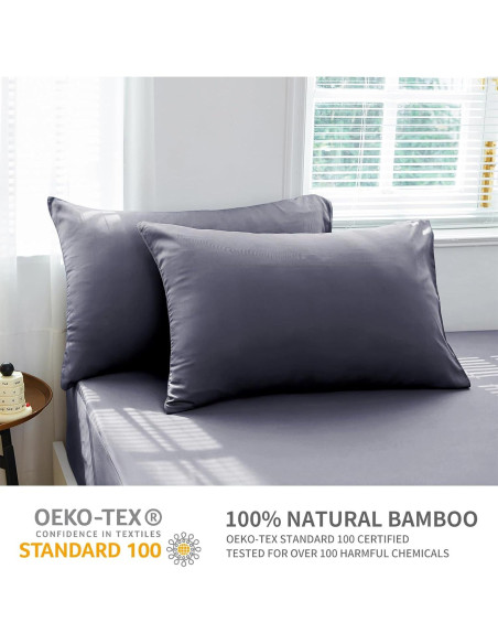 Sábana Ajustable Queen HCORA 100% Viscosa Bambú 400 Hilos Gris Sábana Ajustable Queen HCORA 100% Viscosa Bambú 400 Hilos Gris